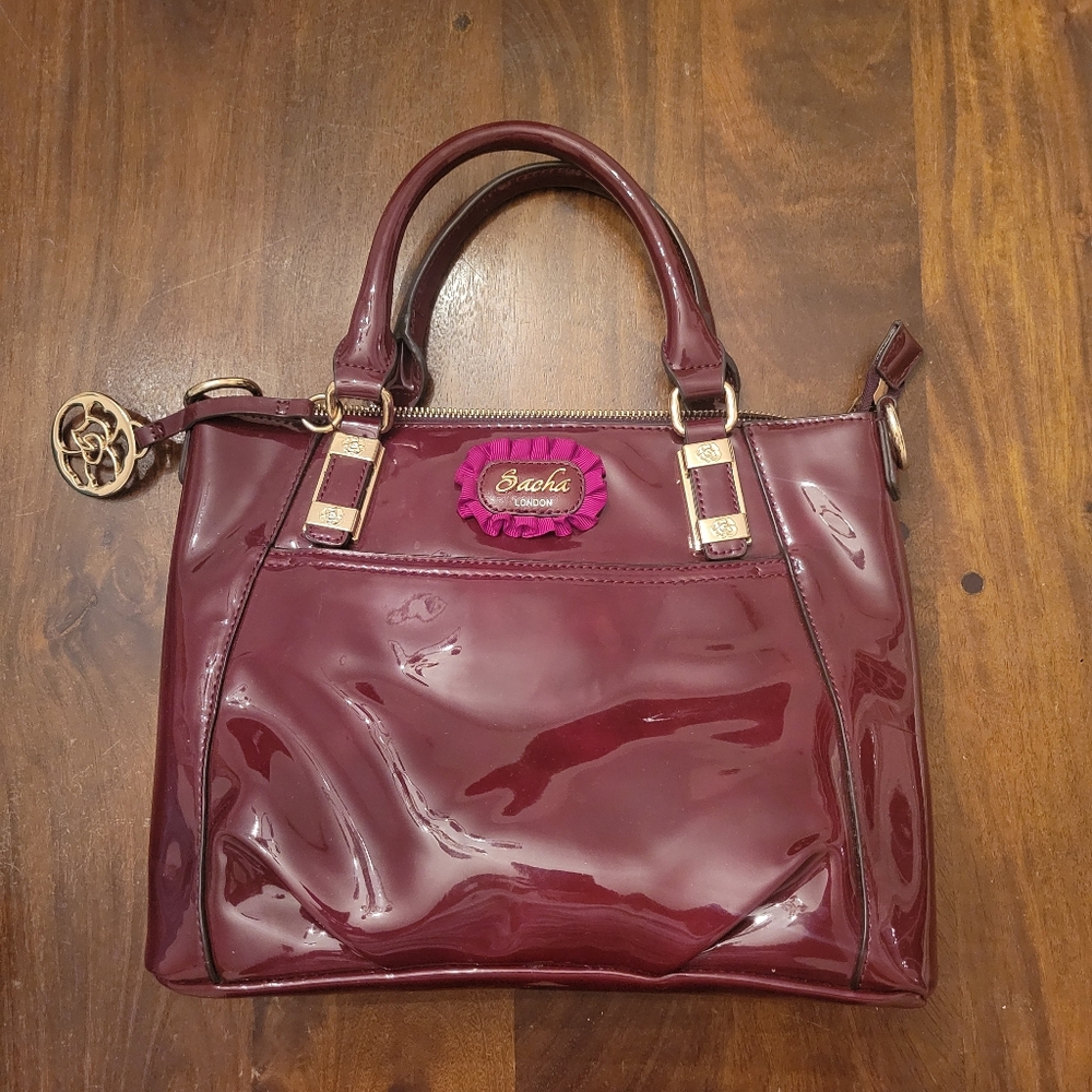 Glossy Patent Burgundy Handbag
